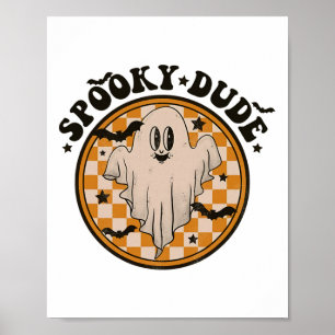 Spooky Dude Cute Ghost Toddler Retro Boys Hallowee Poster