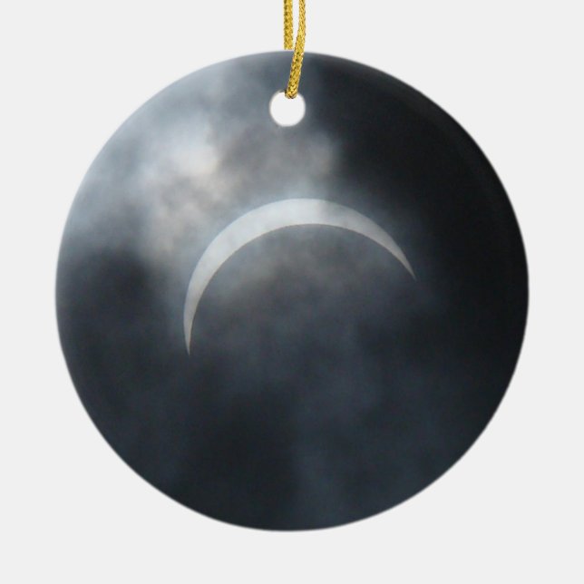 Spooky Eclipse Storm Clouds 2017 Ceramic Tree Decoration (Front)