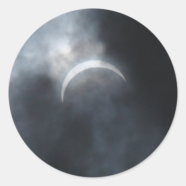 Spooky Eclipse Storm Clouds 2017 Classic Round Sticker (Front)