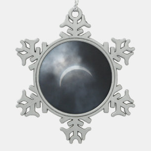 Spooky Eclipse Storm Clouds 2017 Snowflake Pewter Christmas Ornament