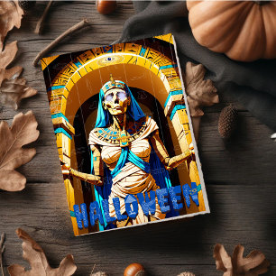 Spooky Egyptian Mummy Halloween Holiday Card