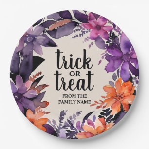 Spooky Elegance Halloween Floral Wreath Collection Paper Plate