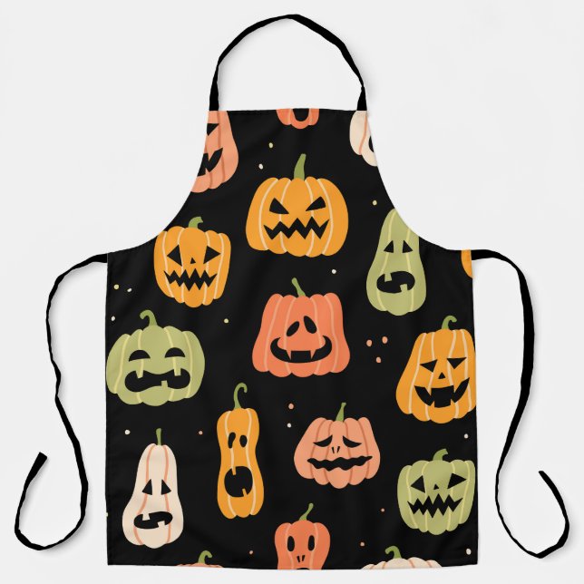 Spooky Elegance: Halloween Pumpkin Art Apron (Front)