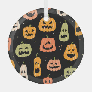 Spooky Elegance: Halloween Pumpkin Art Glass Tree Decoration