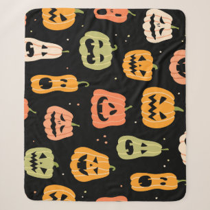 Spooky Elegance: Halloween Pumpkin Art Sherpa Blanket