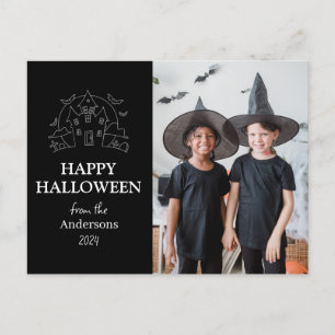 Spooky Elegant Halloween Family One Photo Holiday Postcard