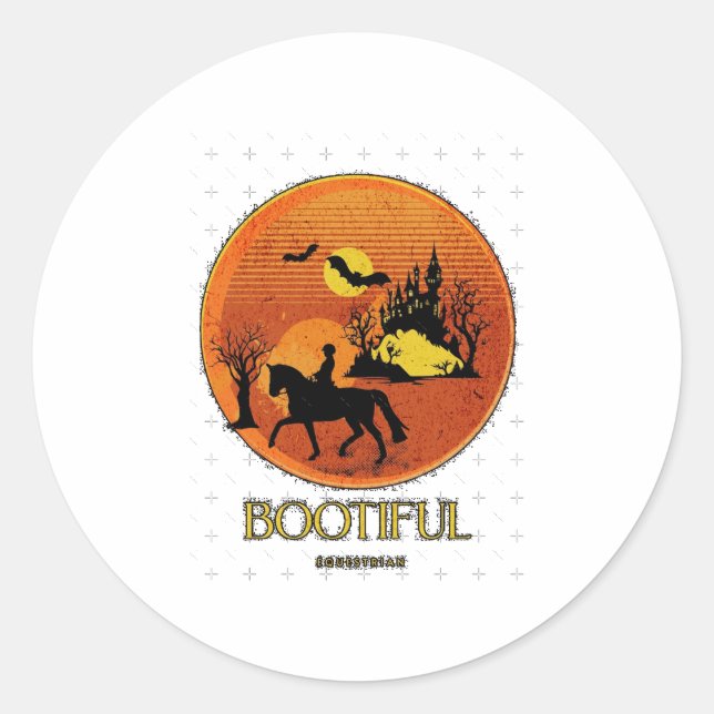 Spooky Equestrian Poster Classic Round Sticker (Front)