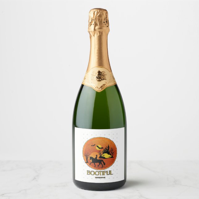 Spooky Equestrian Poster Sparkling Wine Label (Front)