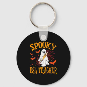 Spooky Esl Teacher Ghost Funny Halloween School Wo Key Ring
