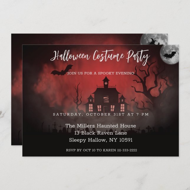 Spooky Evening Haunted House Party Invitation (Front/Back)
