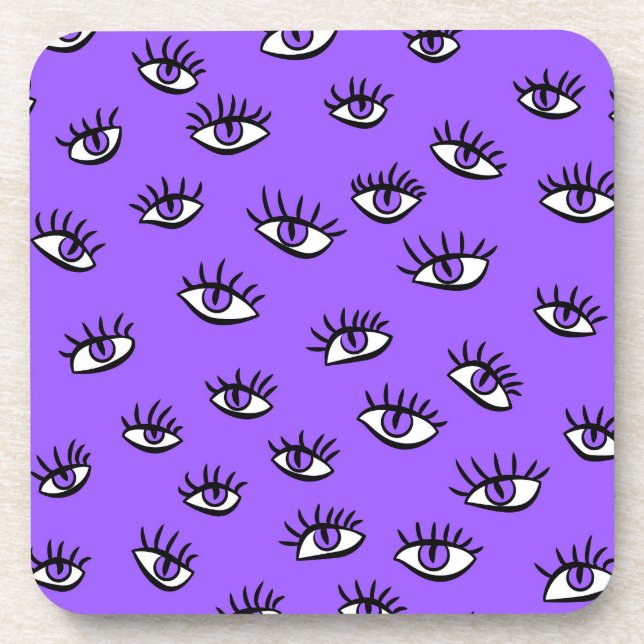 Spooky Evil Eyes Purple Halloween Coaster (Front)