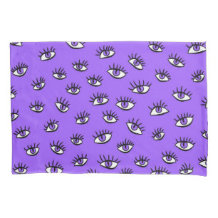 Spooky Evil Eyes Purple Halloween Pillowcase