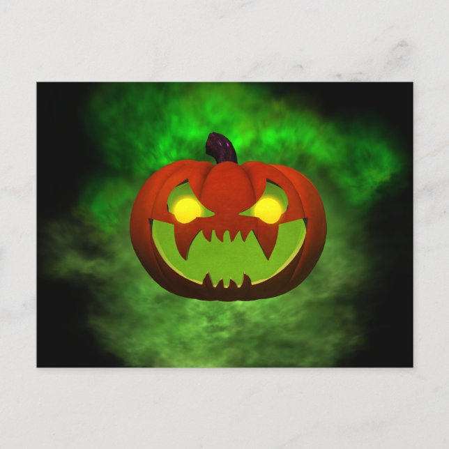 Spooky Evil HalloweenPumpkin Postcard (Front)
