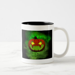 Spooky Evil HalloweenPumpkin Two-Tone Coffee Mug