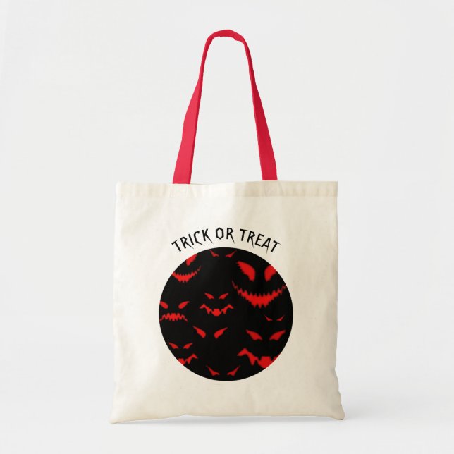 Spooky Evil Red Faces Trick or Treat Halloween Tote Bag (Front)