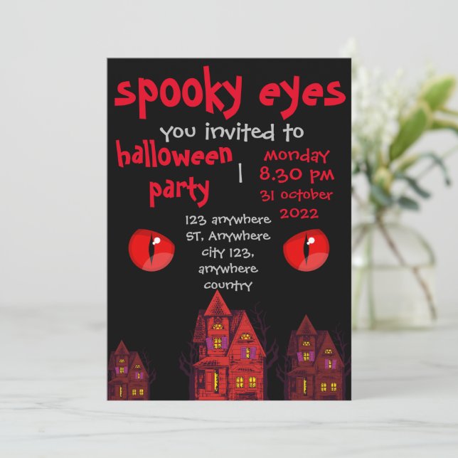 Spooky eye, scary halloween party invitation (Standing Front)