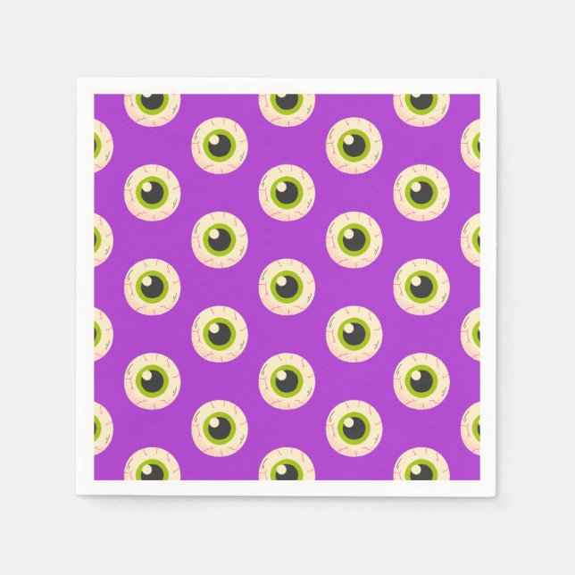 Spooky Eyeball Pattern on Purple Halloween Party  Napkin (Front)