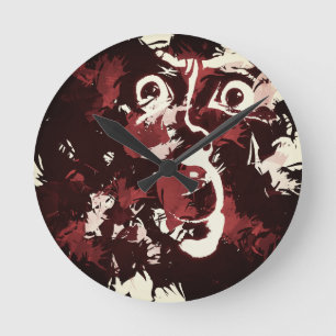spooky face round clock