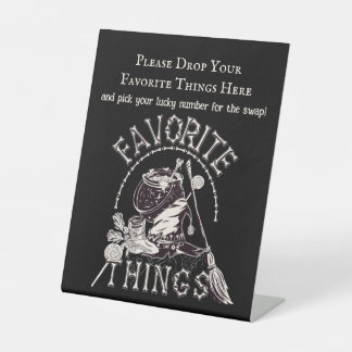 Spooky Favourite Things Halloween Gift Swap Drop Pedestal Sign