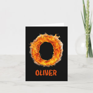 Spooky Flame Oliver Halloween Letter Boys Name Card