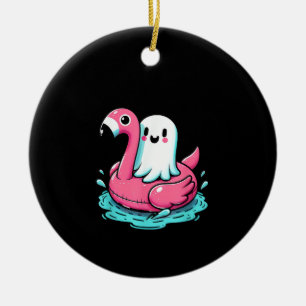Spooky Flamingo Funny Spooky Summer Summerween Ceramic Tree Decoration