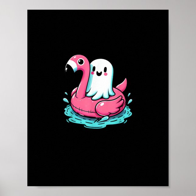 Spooky Flamingo Funny Spooky Summer Summerween Poster (Front)