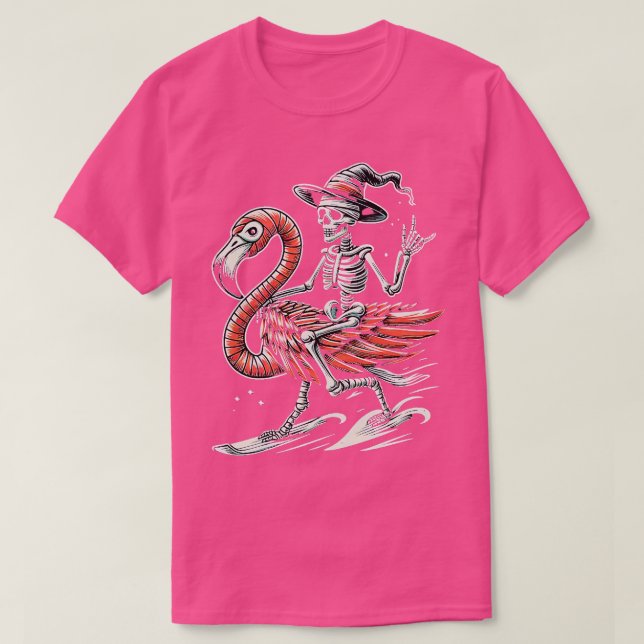 Spooky Flamingo Skeleton Halloween 2 T-Shirt (Design Front)