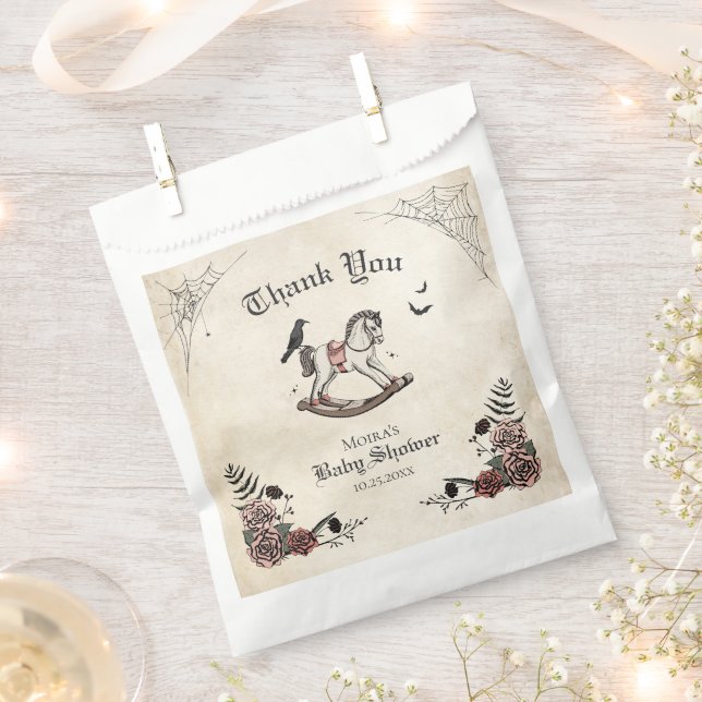 Spooky Floral Gothic Baby Shower Thank You Favour Bags (Clipped)