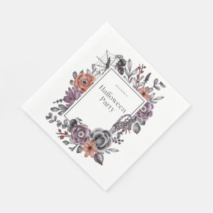 Spooky Floral Halloween Birthday Party Card Napkin