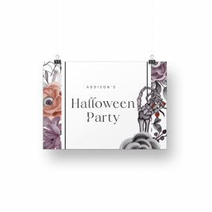 Spooky Floral Halloween Birthday Party Card Poster