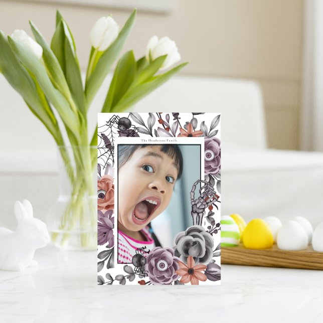Spooky Floral Halloween Birthday Party Photo Postcard (Creator Uploaded)