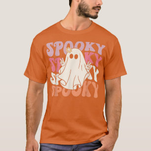Spooky Floral Retro Groovy Ghost Halloween Costume T-Shirt