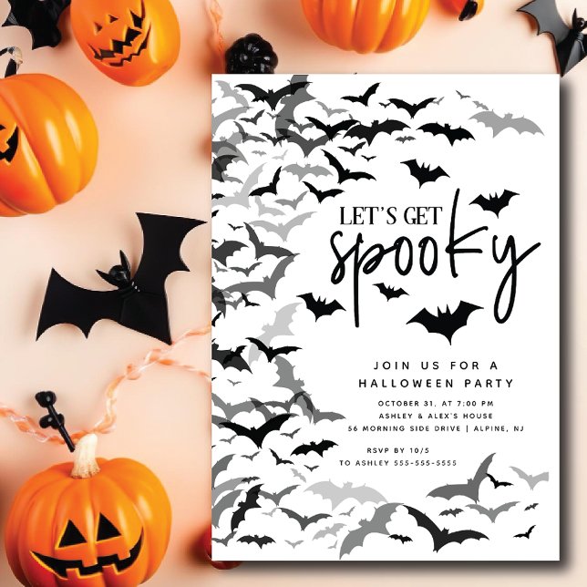 Spooky Flying Bat Halloween Party Invitation (Creator Uploaded)