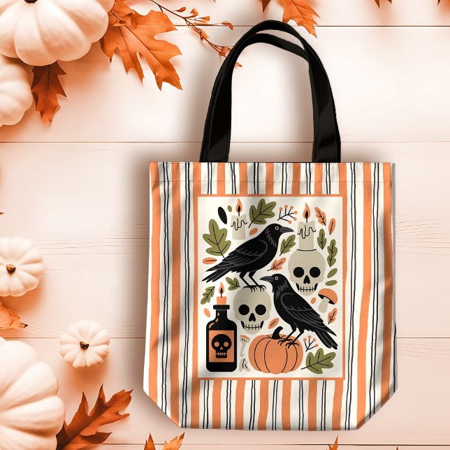 Spooky Folk Art Festive Halloween Tote Bag (Creator Uploaded)