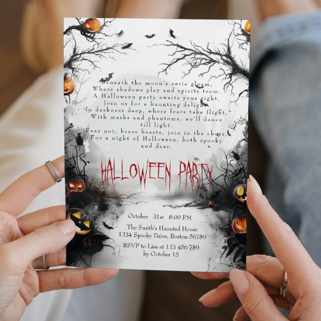 Spooky Forest and Pumpkins Poem Halloween Invitation (Creator Uploaded)