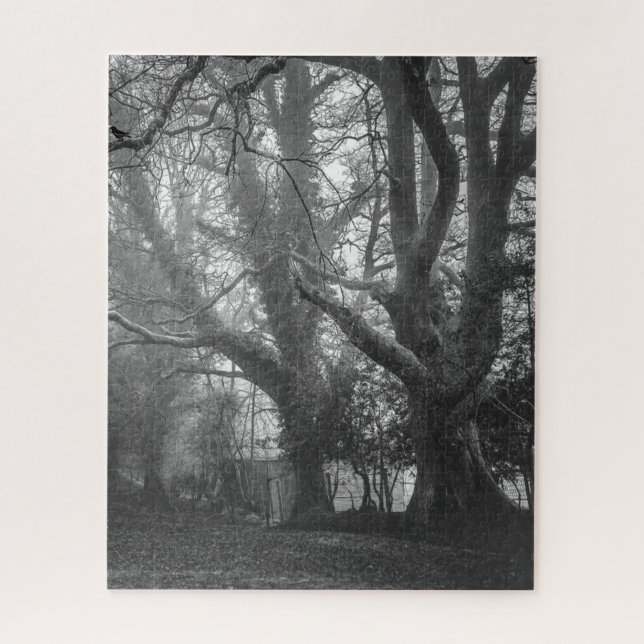 Spooky Forest Black and White Photography Jigsaw Puzzle (Vertical)