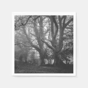 Spooky Forest Black and White Photography Napkin