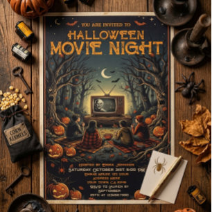 Spooky Forest Halloween Movie Night Invitation