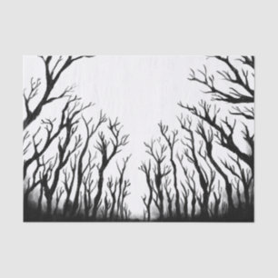 Spooky forest scary trees dark shadows decoupage tissue paper