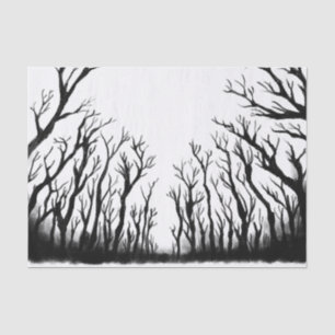 Spooky forest scary trees dark shadows decoupage tissue paper