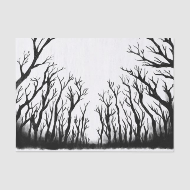 Spooky forest scary trees dark shadows decoupage tissue paper (Front)