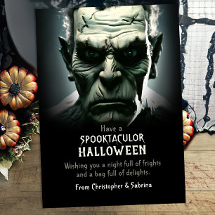 Spooky Frankenstein's Monster Halloween Greeting Holiday Card