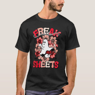 Spooky Freak In The Sheets Red Flower Ghost Women T-Shirt