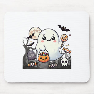 Spooky Friends Cute Halloween Ghost Pumpkin Moon Mouse Pad