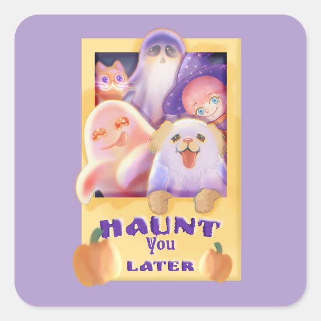 Spooky Friends Square Sticker (Front)