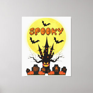 Spooky Fright Night Halloween Canvas Wall Art