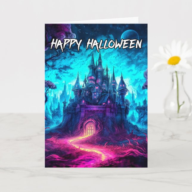 Spooky Frightful Haunted House | Happy Halloween Card (Small Plant)