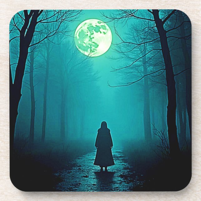 Spooky Full Moon Night Design Coaster (Front)