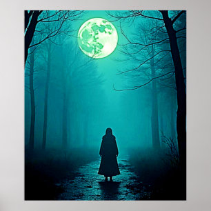 Spooky Full Moon Night Design Poster