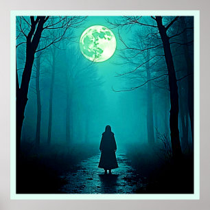 Spooky Full Moon Night Design Poster